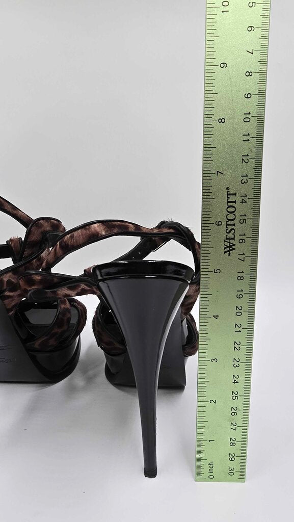 YSL Tribute Pony Hair Platform Sandals