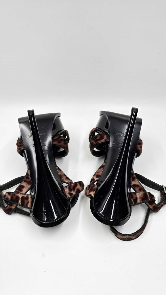 YSL Tribute Pony Hair Platform Sandals