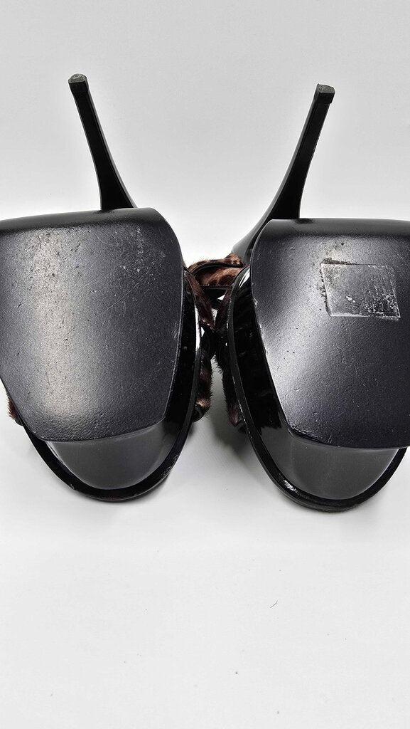 YSL Tribute Pony Hair Platform Sandals