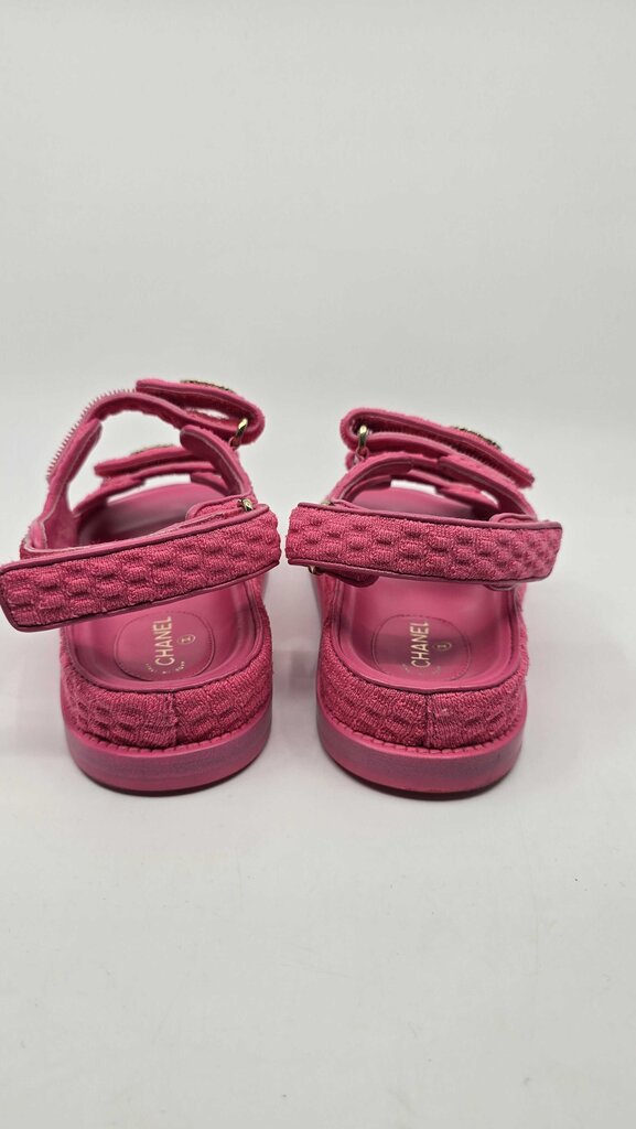 Chanel 22S Knit Fabric Velcro Dad Sandals