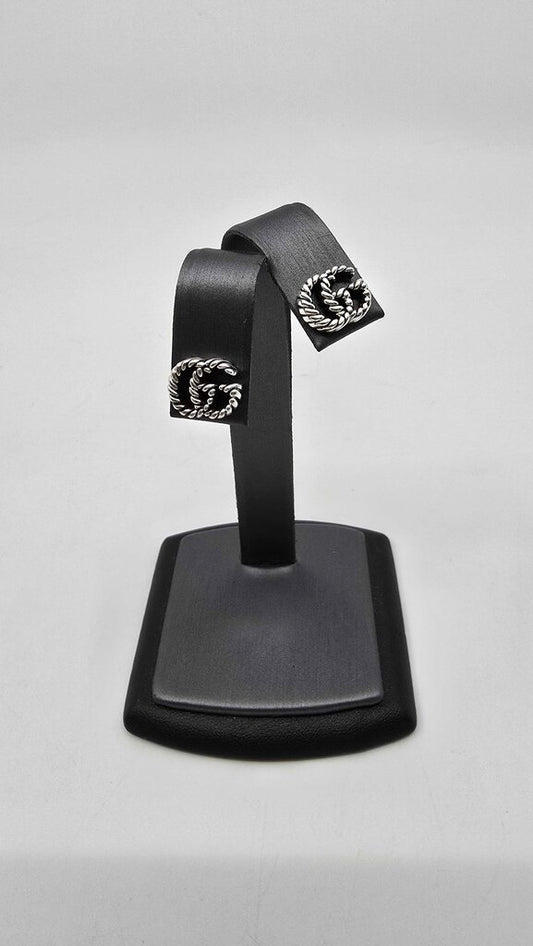 Gucci Marmont Stud Earrings in Aged Silver
