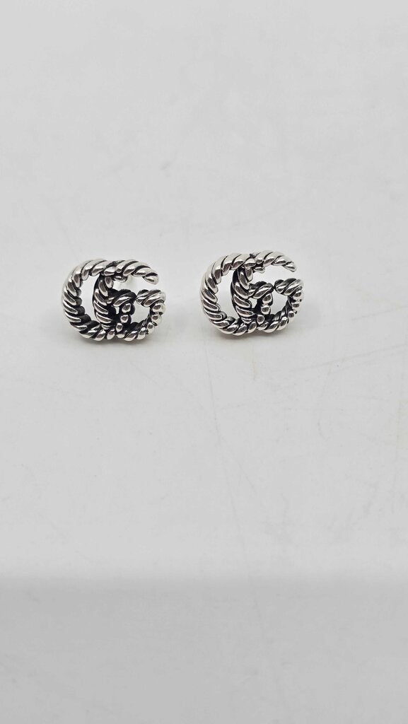 Gucci Marmont Stud Earrings in Aged Silver