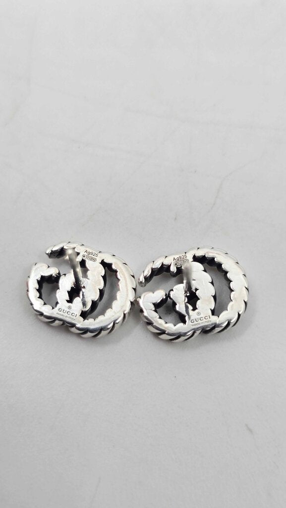 Gucci Marmont Stud Earrings in Aged Silver
