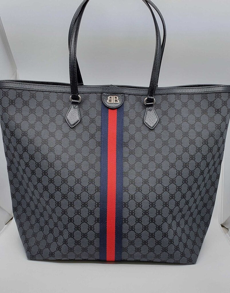 GUCCI X BALENCIAGA THE HACKER PROJECT LARGE BB CANVAS OPHIDIA TOTE