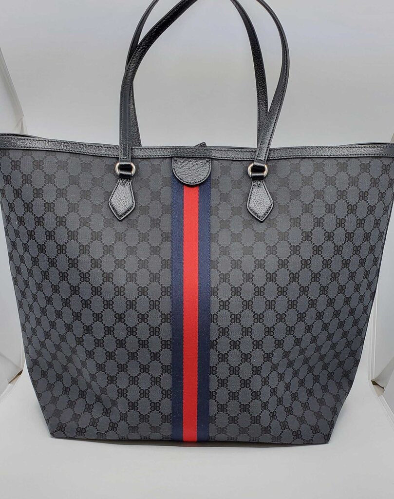 GUCCI X BALENCIAGA THE HACKER PROJECT LARGE BB CANVAS OPHIDIA TOTE