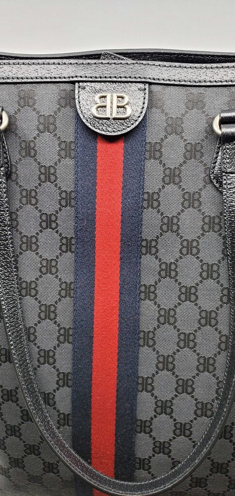 GUCCI X BALENCIAGA THE HACKER PROJECT LARGE BB CANVAS OPHIDIA TOTE