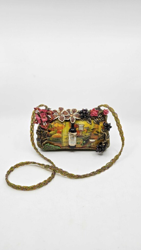 Mary Frances "Toast of the Town" Beaded Handbag w/ Wine Motif