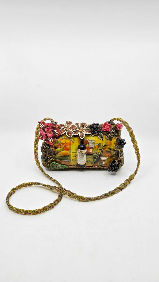 Mary Frances "Toast of the Town" Beaded Handbag w/ Wine Motif