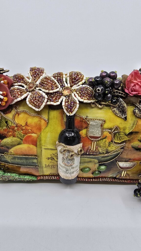 Mary Frances "Toast of the Town" Beaded Handbag w/ Wine Motif