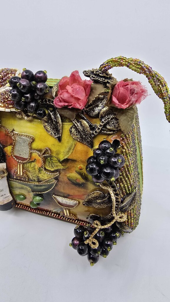 Mary Frances "Toast of the Town" Beaded Handbag w/ Wine Motif