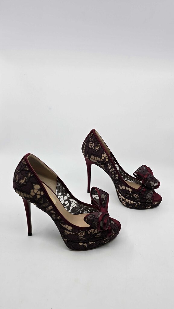 Valentino Lace Bow Peep Toe Platform