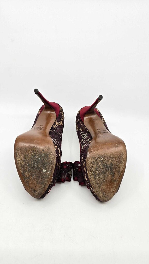 Valentino Lace Bow Peep Toe Platform