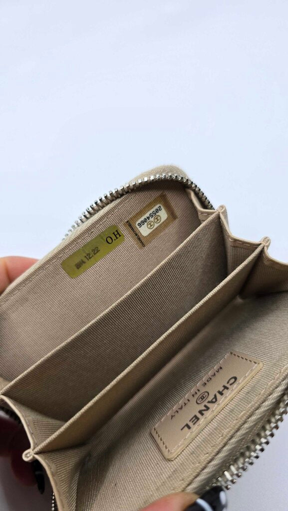 Chanel Cavier Zip Around Mini Wallet