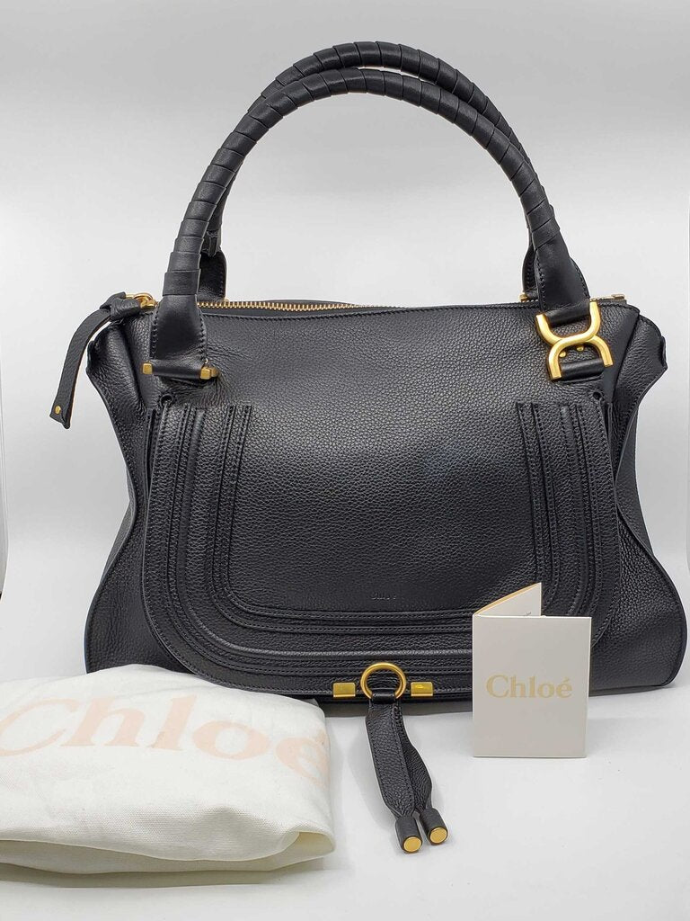 Chloe Marcie Large Double Carry Satchel Grained Leather