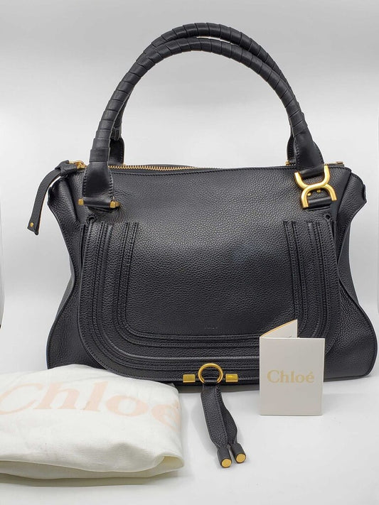 Chloe Marcie Large Double Carry Satchel Grained Leather