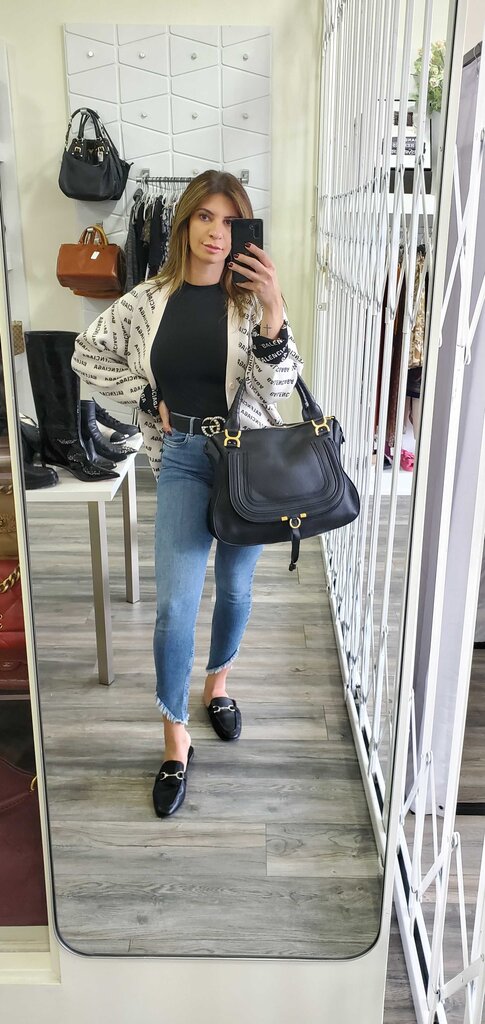 Chloe Marcie Large Double Carry Satchel Grained Leather