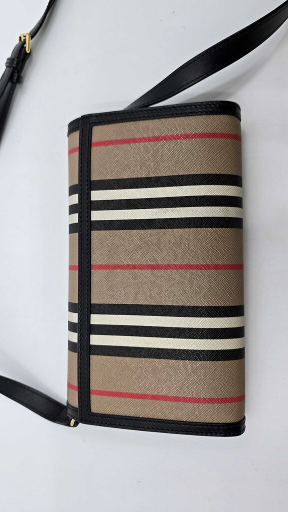 Burberry Icon Stripe E-Canvass Wallet w/ Detachable Strap