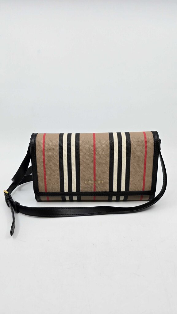 Burberry Icon Stripe E-Canvass Wallet w/ Detachable Strap