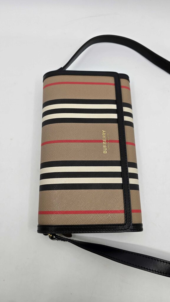 Burberry Icon Stripe E-Canvass Wallet w/ Detachable Strap