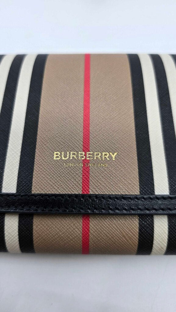Burberry Icon Stripe E-Canvass Wallet w/ Detachable Strap