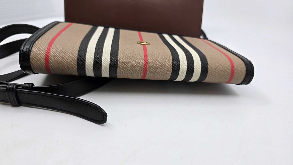 Burberry Icon Stripe E-Canvass Wallet w/ Detachable Strap