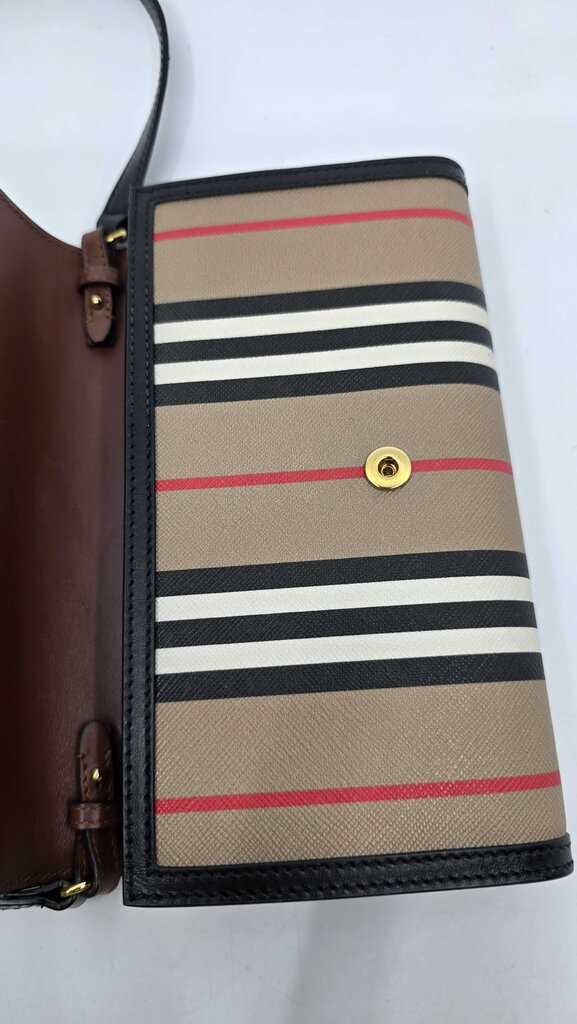 Burberry Icon Stripe E-Canvass Wallet w/ Detachable Strap
