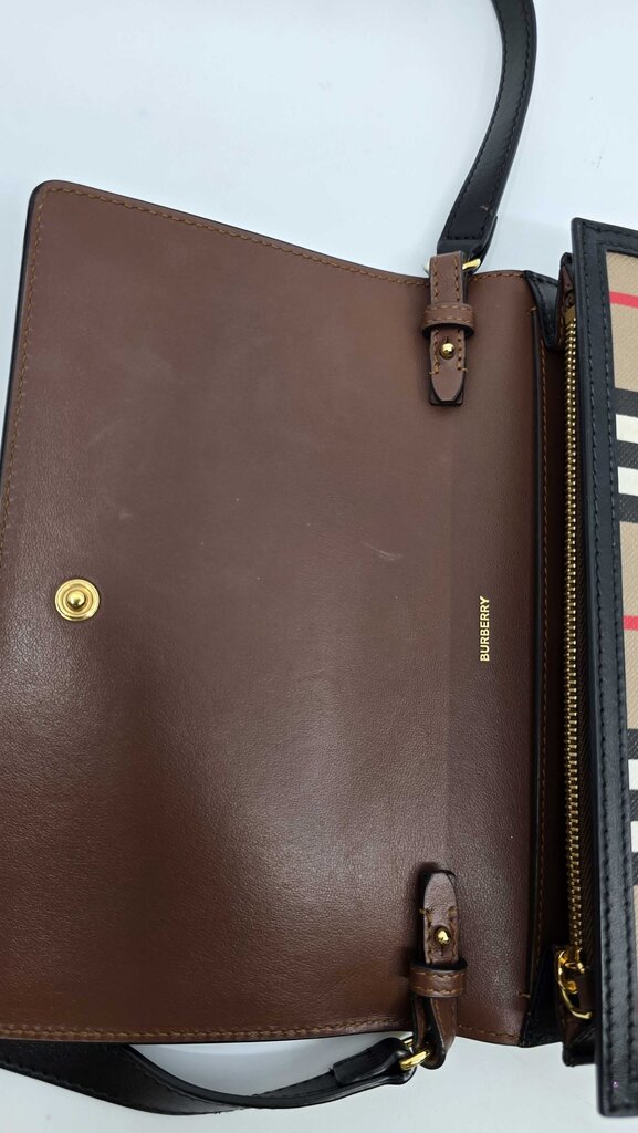 Burberry Icon Stripe E-Canvass Wallet w/ Detachable Strap