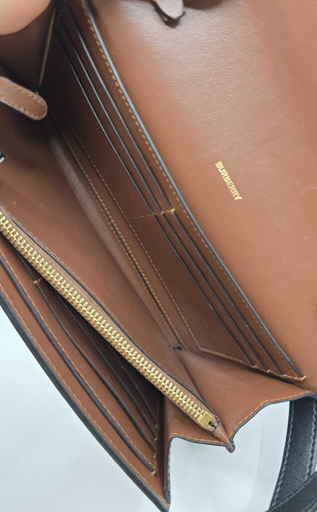 Burberry Icon Stripe E-Canvass Wallet w/ Detachable Strap