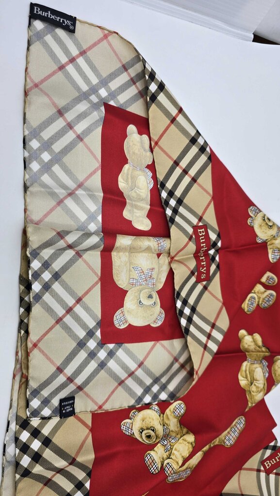 Burberry Vintage Silk Bear Scarf
