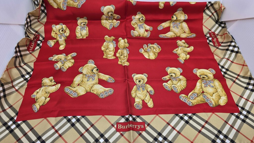 Burberry Vintage Silk Bear Scarf