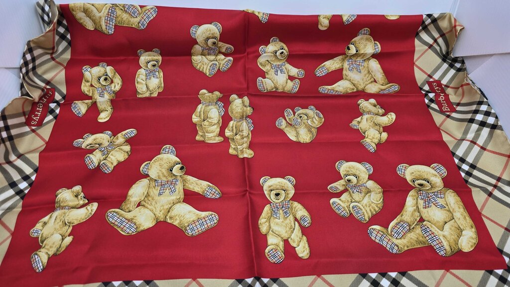Burberry Vintage Silk Bear Scarf