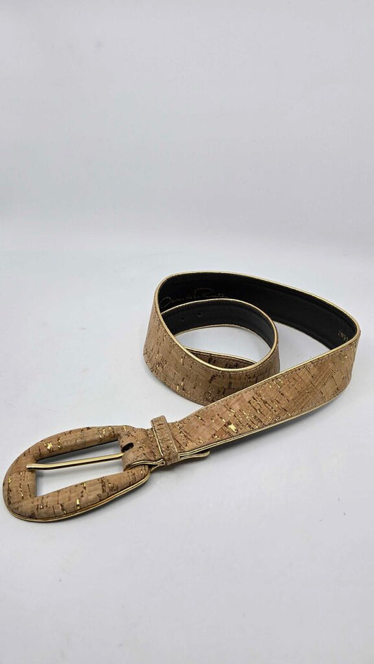 Oscar De La Renta Cork & Leather Belt