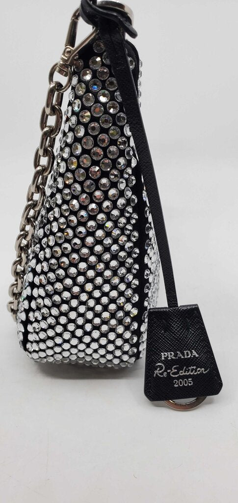 Prada Re-Edition 2005 Shoulder Bag Satin Crystal Embellished