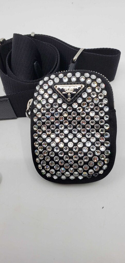 Prada Re-Edition 2005 Shoulder Bag Satin Crystal Embellished