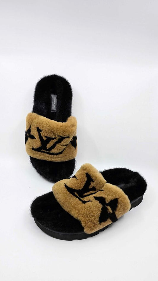 Louis Vuitton Mink Slides