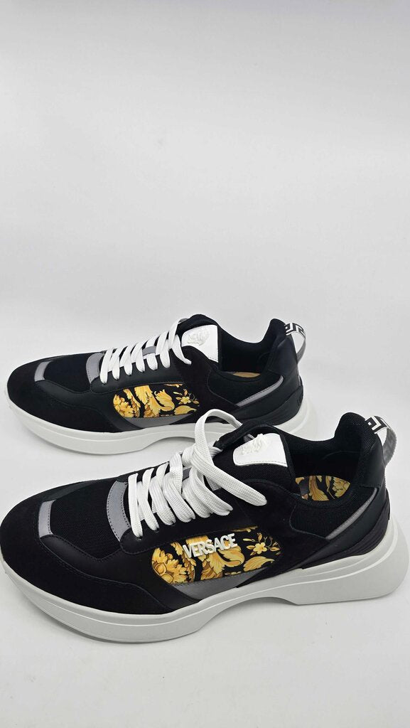 Versace Barocco Logo Print Suede Sneakers