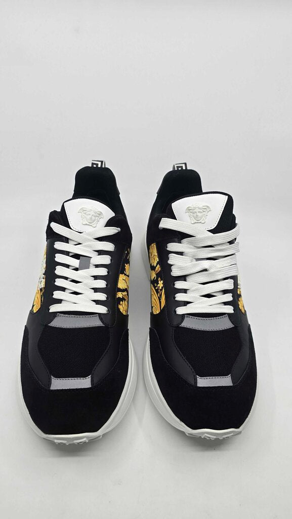 Versace Barocco Logo Print Suede Sneakers