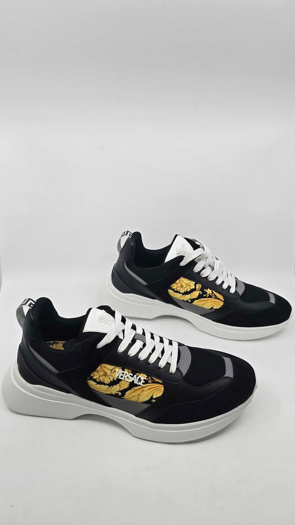 Versace Barocco Logo Print Suede Sneakers