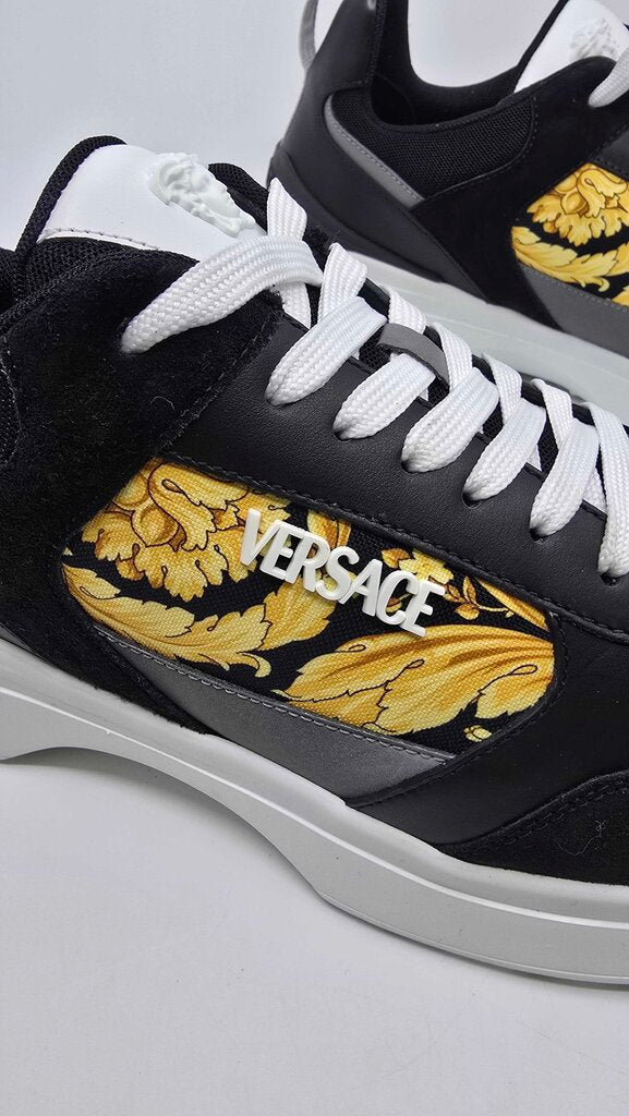Versace Barocco Logo Print Suede Sneakers