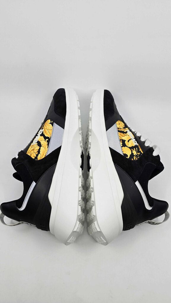 Versace Barocco Logo Print Suede Sneakers