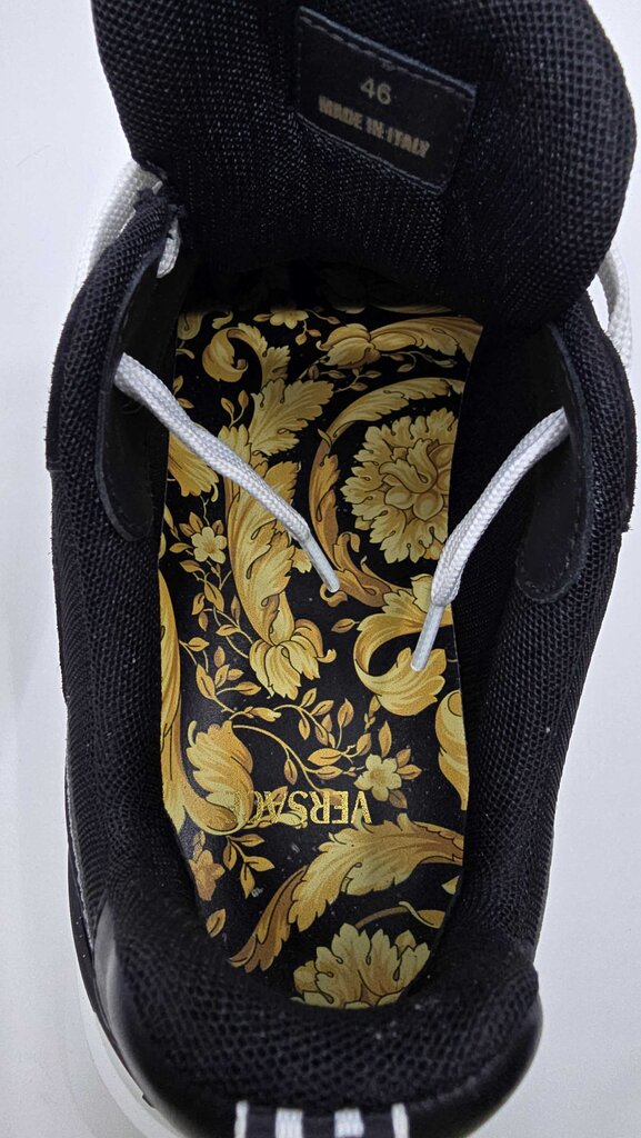 Versace Barocco Logo Print Suede Sneakers