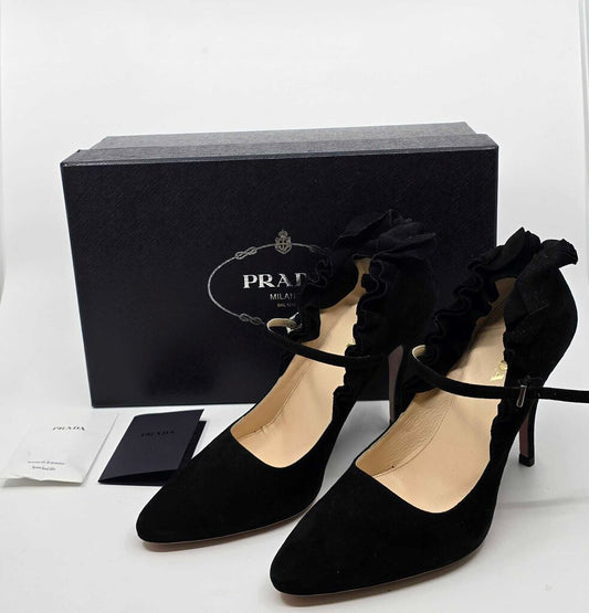 Prada Suede Ruffle Pumps