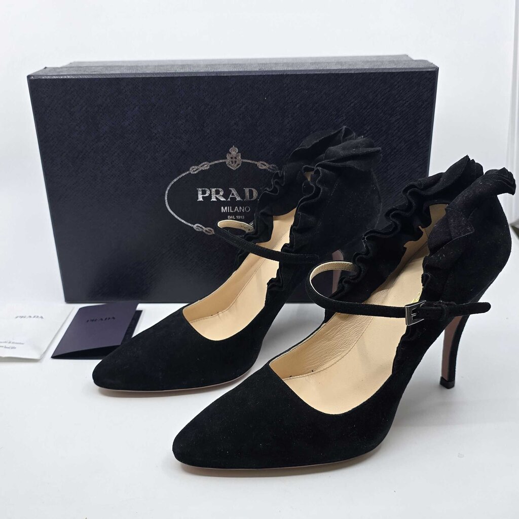 Prada Suede Ruffle Pumps