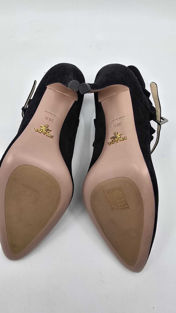 Prada Suede Ruffle Pumps