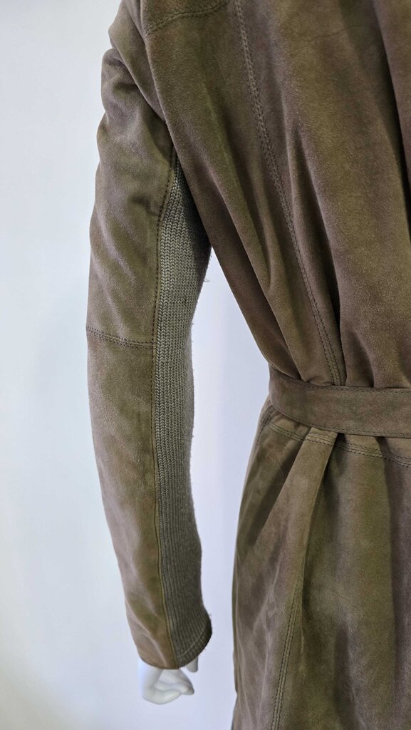 Gimo's Suede & Wool Shearling Belted Cardigan