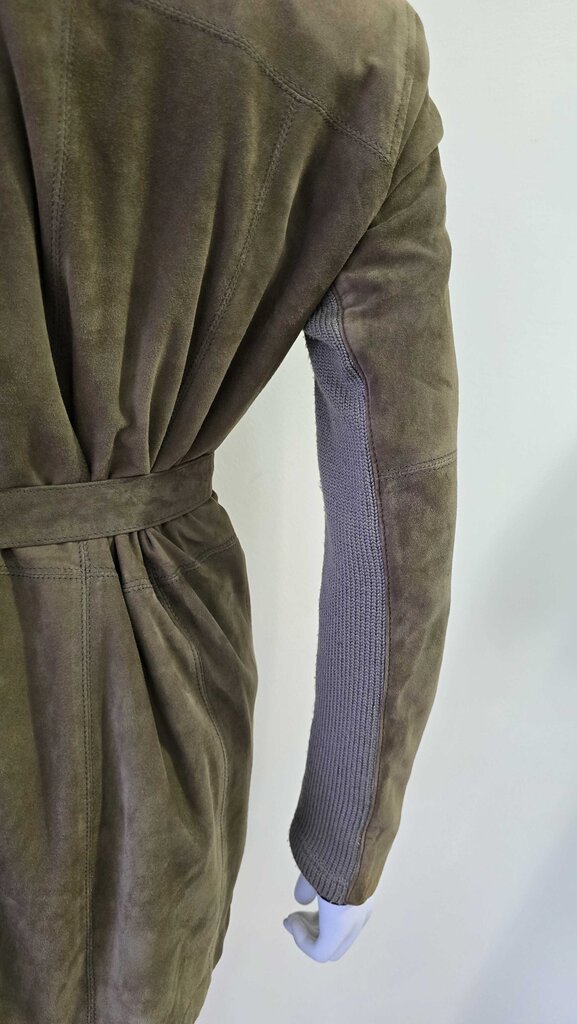 Gimo's Suede & Wool Shearling Belted Cardigan