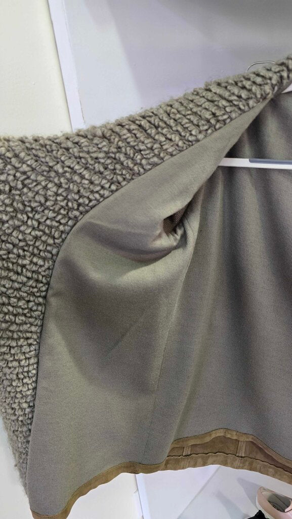 Gimo's Suede & Wool Shearling Belted Cardigan