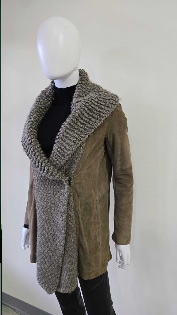 Gimo's Suede & Wool Shearling Belted Cardigan