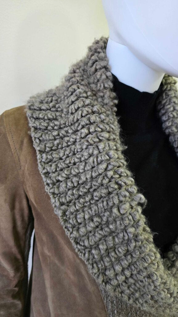 Gimo's Suede & Wool Shearling Belted Cardigan