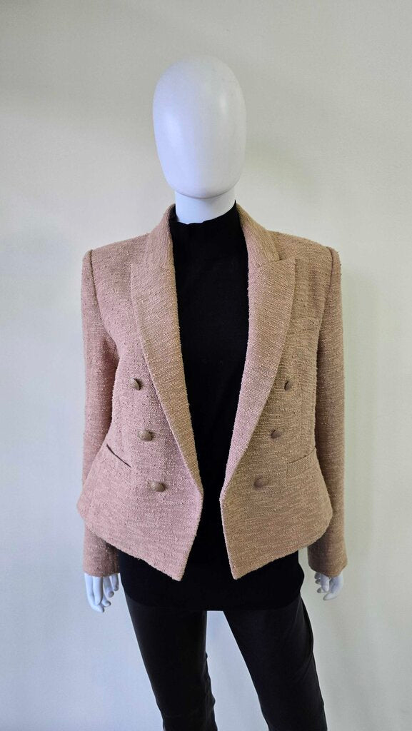 L'Agence Brooke Double Breasted Tweed Cropped Blazer